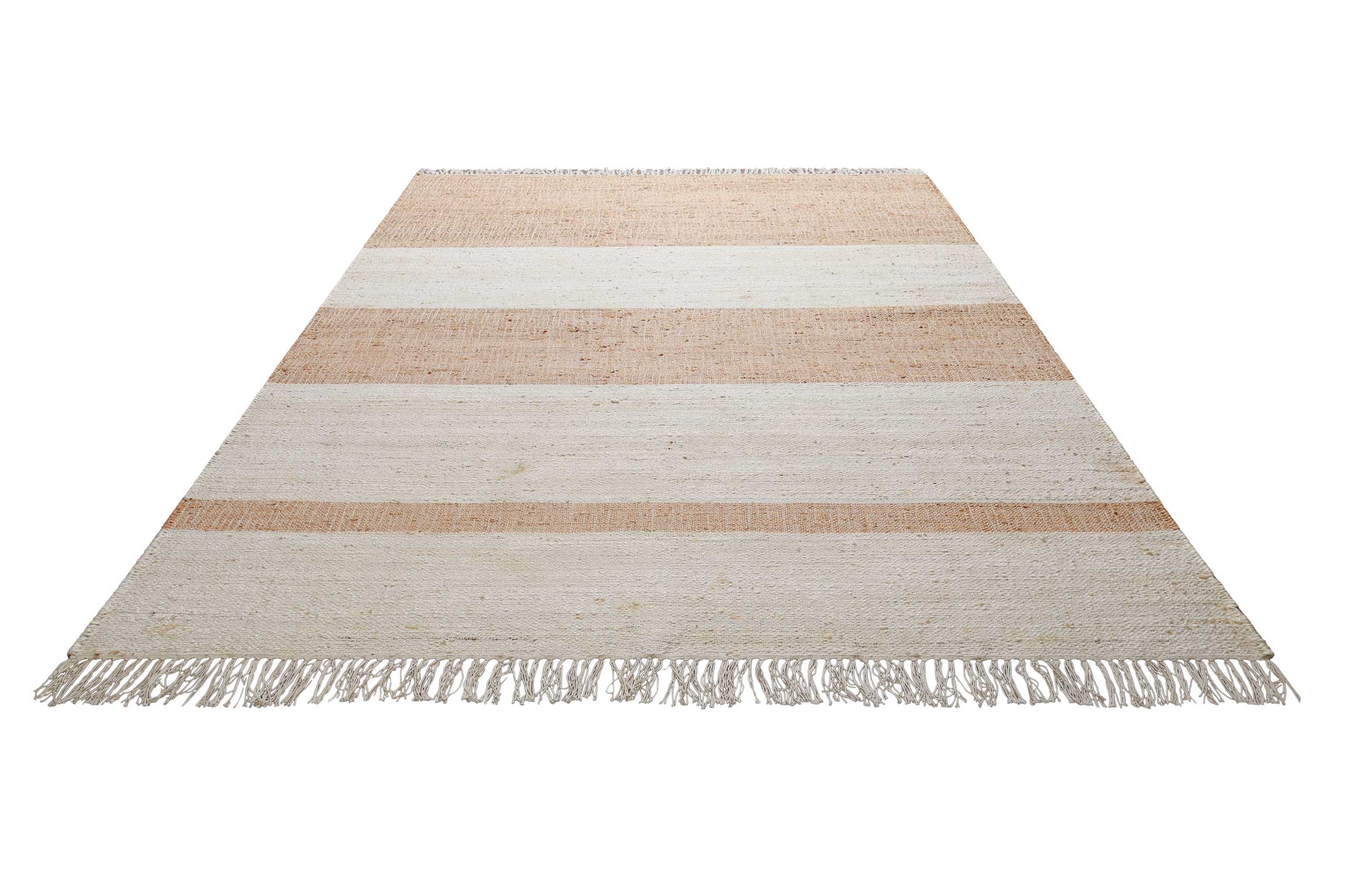 Handwebteppich Creme Beige Cognac aus Naturfaser "Vante" Green Looop