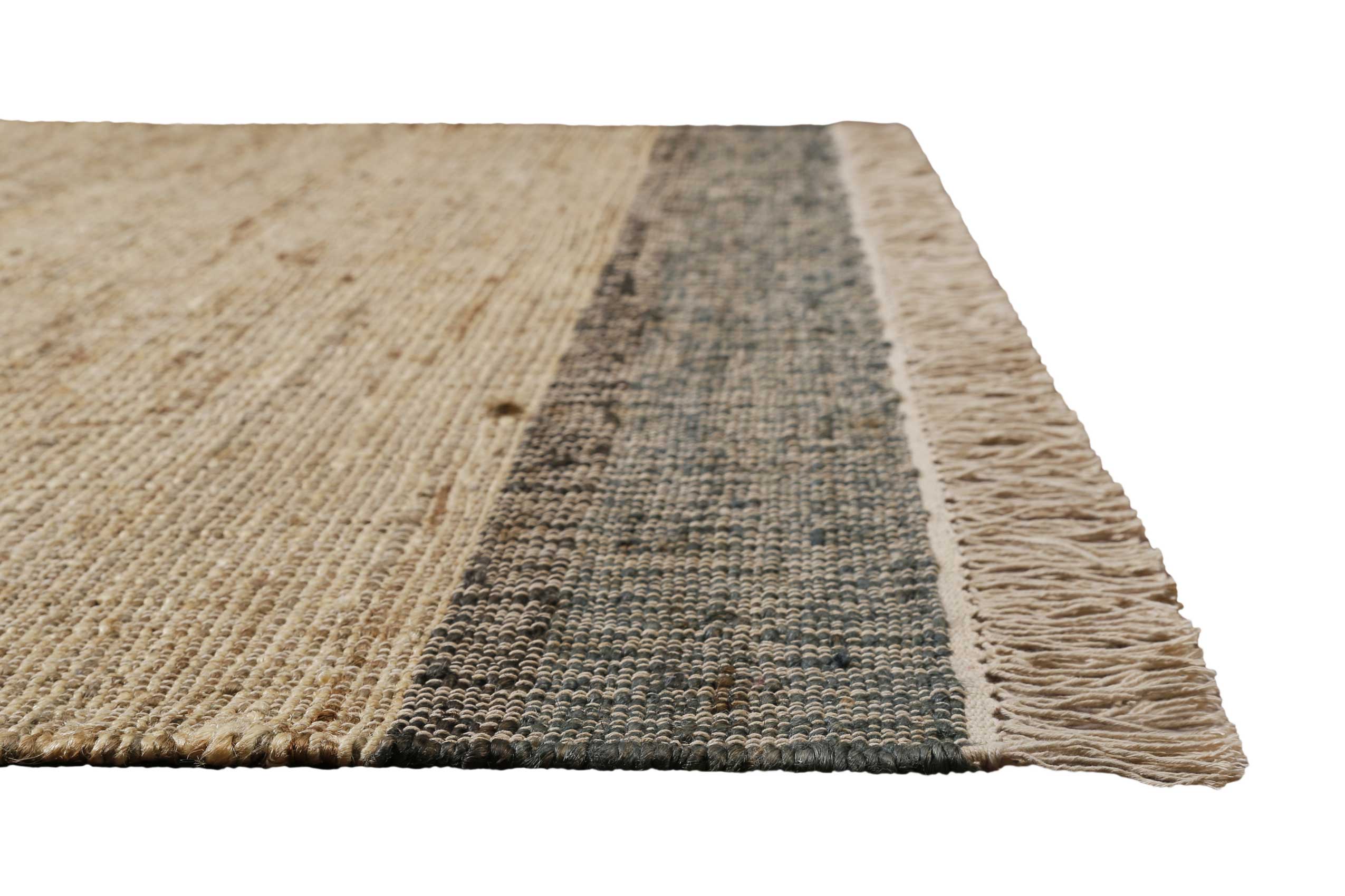Handwebteppich Beige Grau aus Naturfaser "Viktor" Green Looop