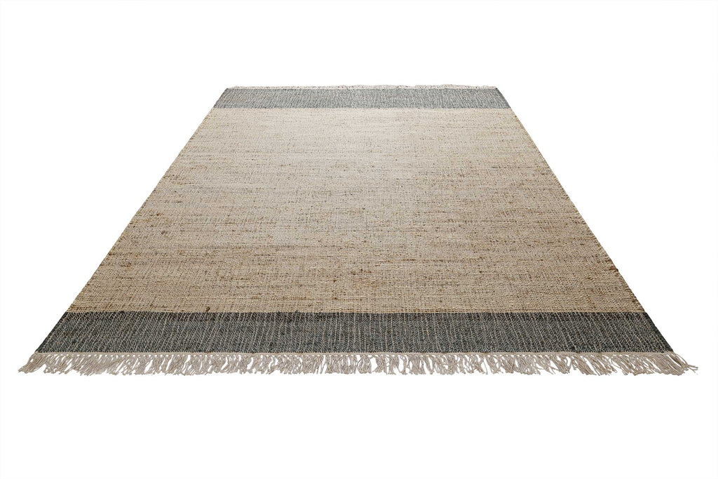 Handwebteppich Beige Grau aus Naturfaser "Viktor" Green Looop