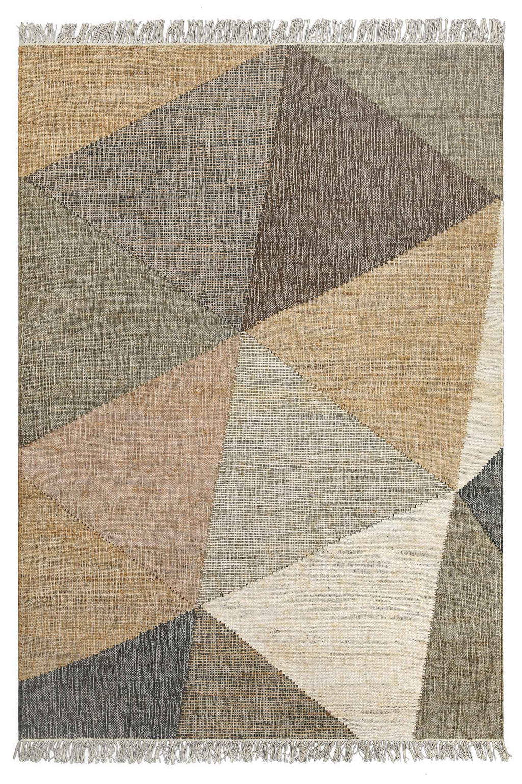 Handwebteppich Sand Taupe Braun aus Naturfaser "Vincent" Green Looop