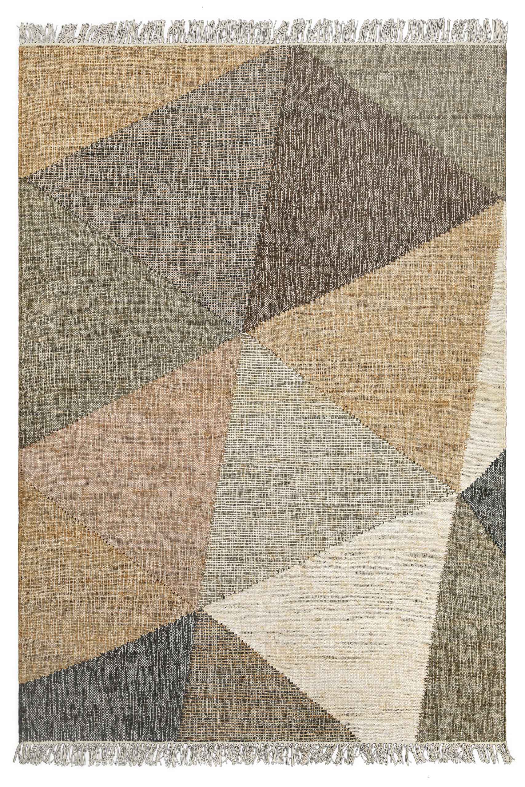 Handwebteppich Sand Taupe Braun aus Naturfaser "Vincent" Green Looop