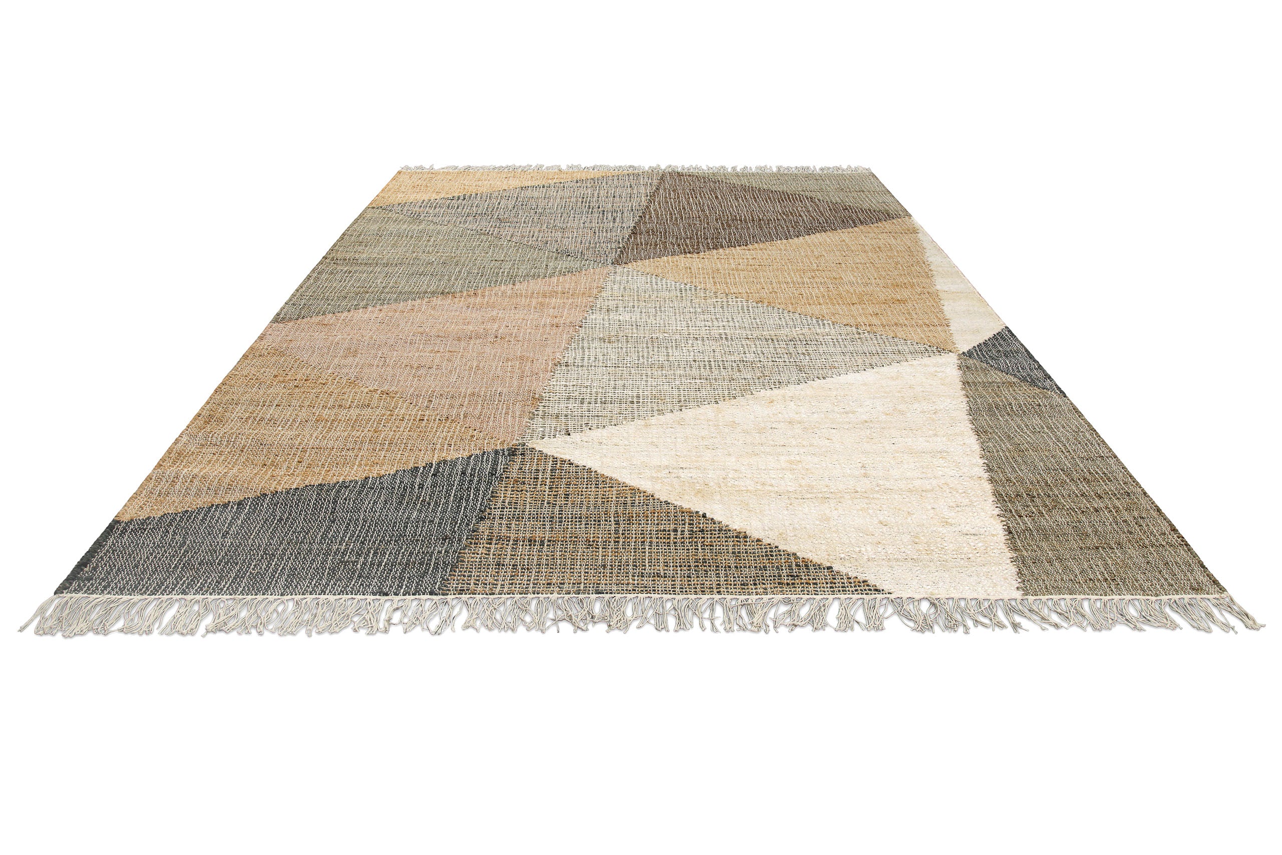 Handwebteppich Sand Taupe Braun aus Naturfaser "Vincent" Green Looop