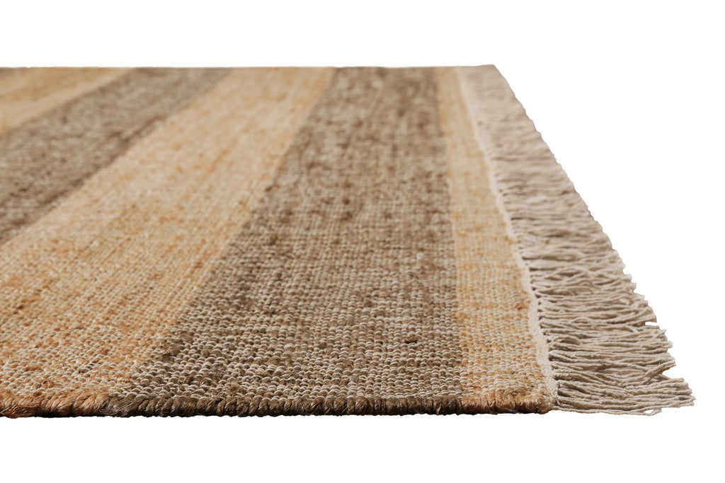 Handwebteppich Beige Braun aus Naturfaser "Virgil" Green Looop
