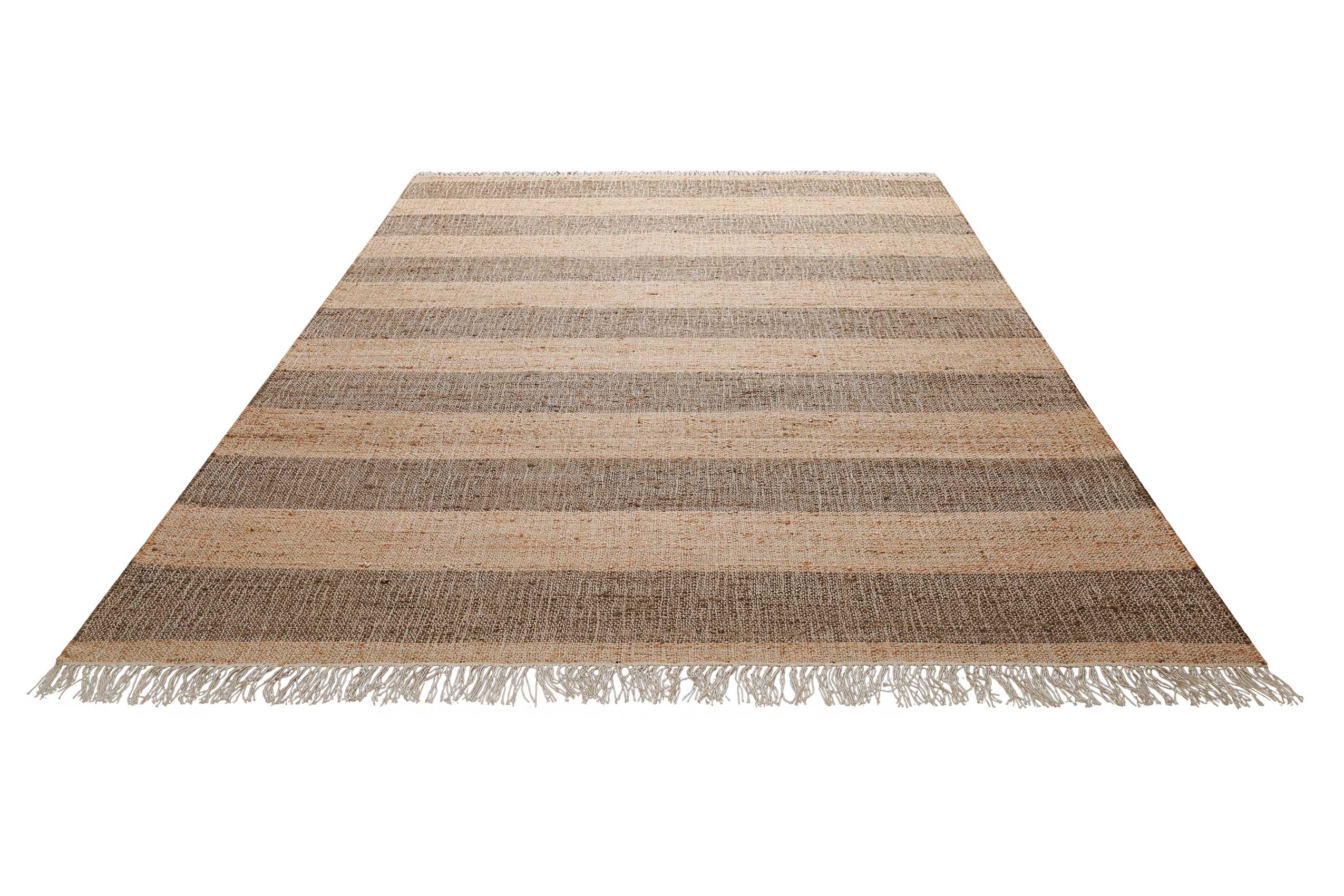 Handwebteppich Beige Braun aus Naturfaser "Virgil" Green Looop