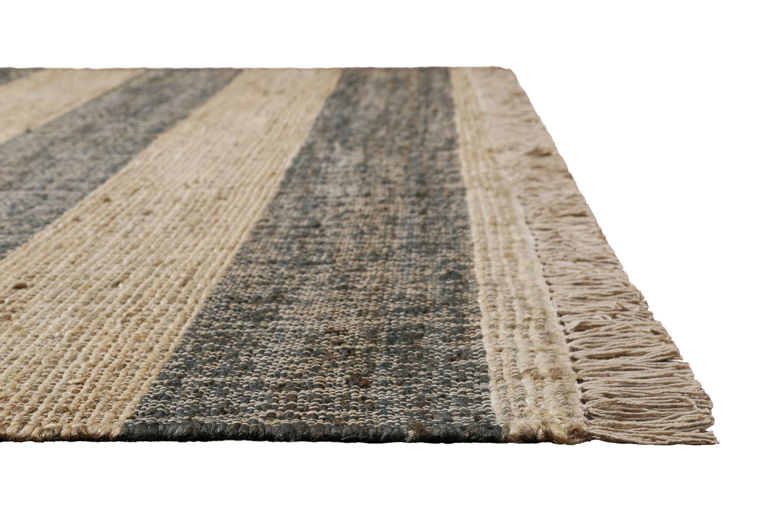 Handwebteppich Beige Grün aus Naturfaser "Virgil" Green Looop