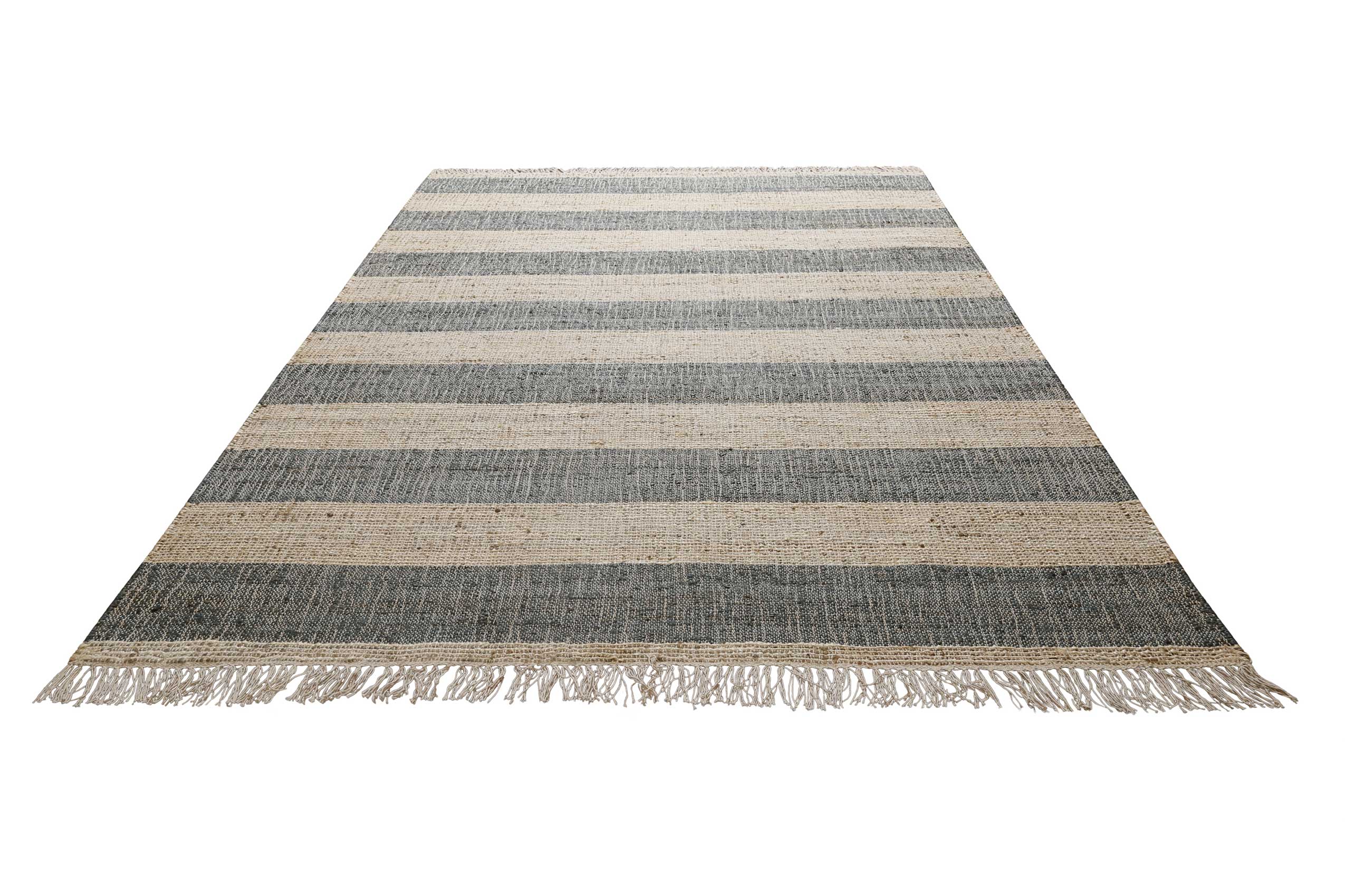 Handwebteppich Beige Grün aus Naturfaser "Virgil" Green Looop