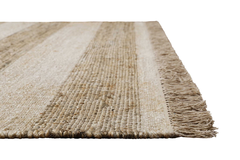 Handwebteppich Beige Sand aus Naturfaser "Virgil" Green Looop