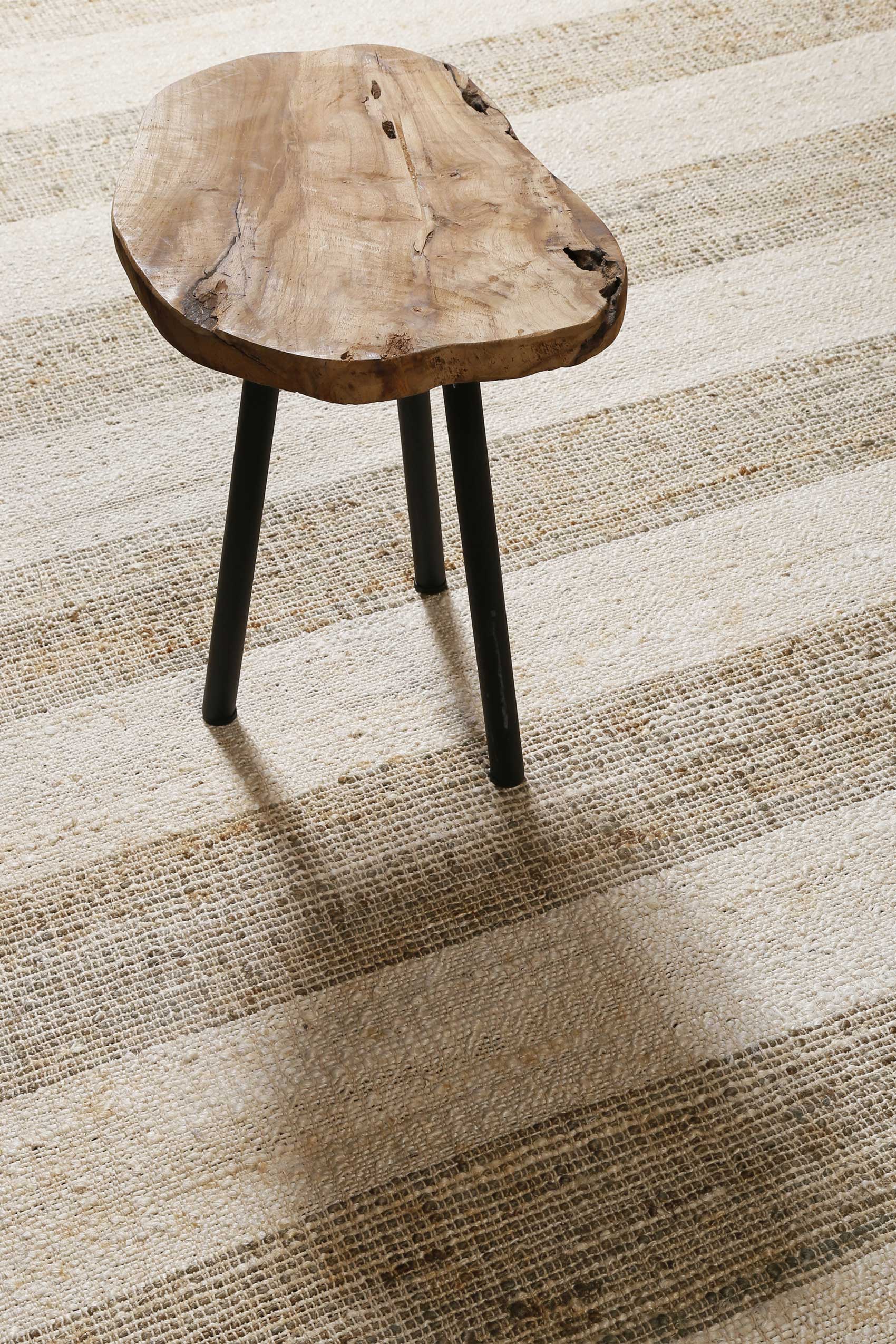 Handwebteppich Beige Sand aus Naturfaser "Virgil" Green Looop
