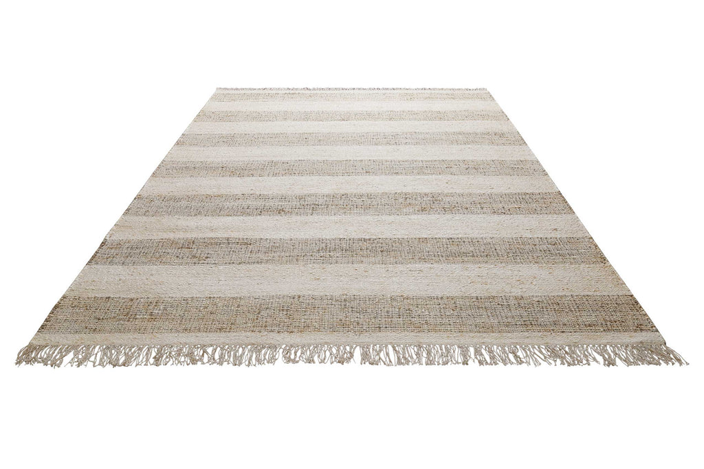 Handwebteppich Beige Sand aus Naturfaser "Virgil" Green Looop