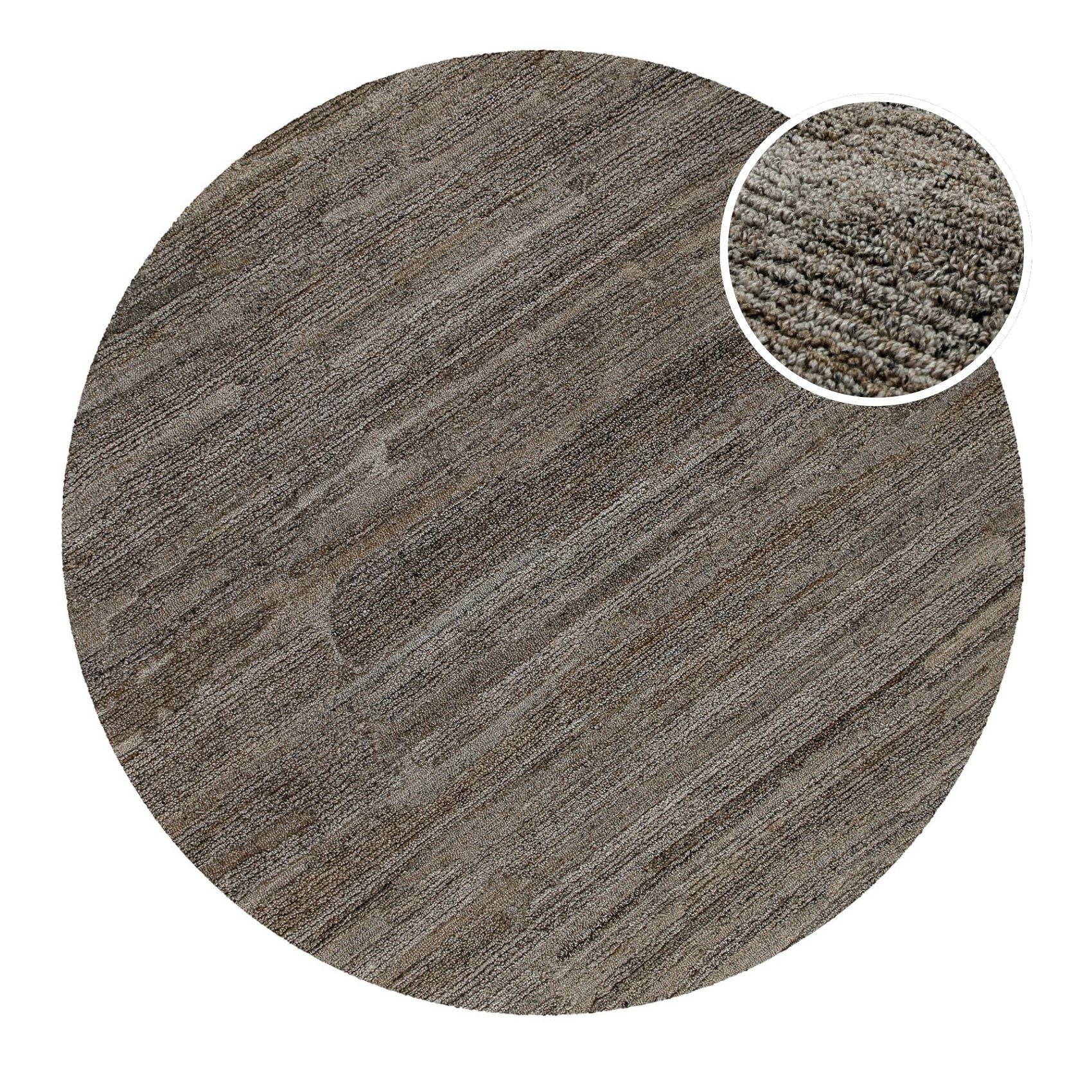 Kurzflor Teppich Rund Grau Braun meliert "Hamptons EIGHTEEN" WECONhome