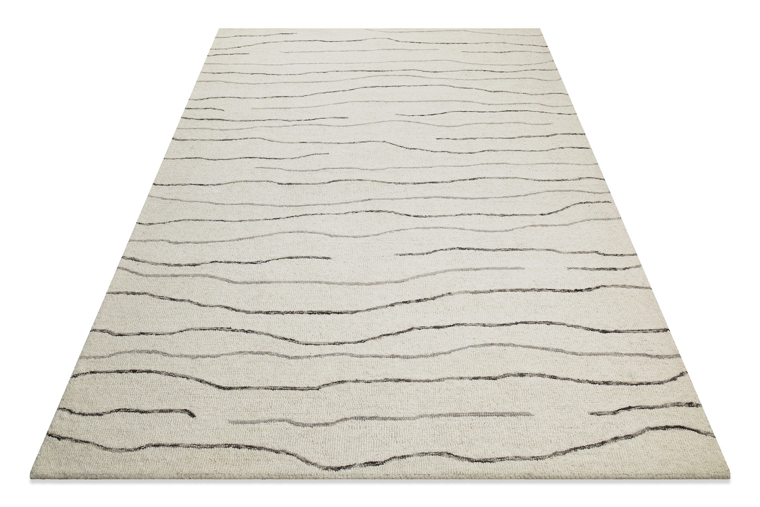 Kurzflor Teppich Creme Weiß aus Schurwolle "Hamptons ELEVEN" WECONhome