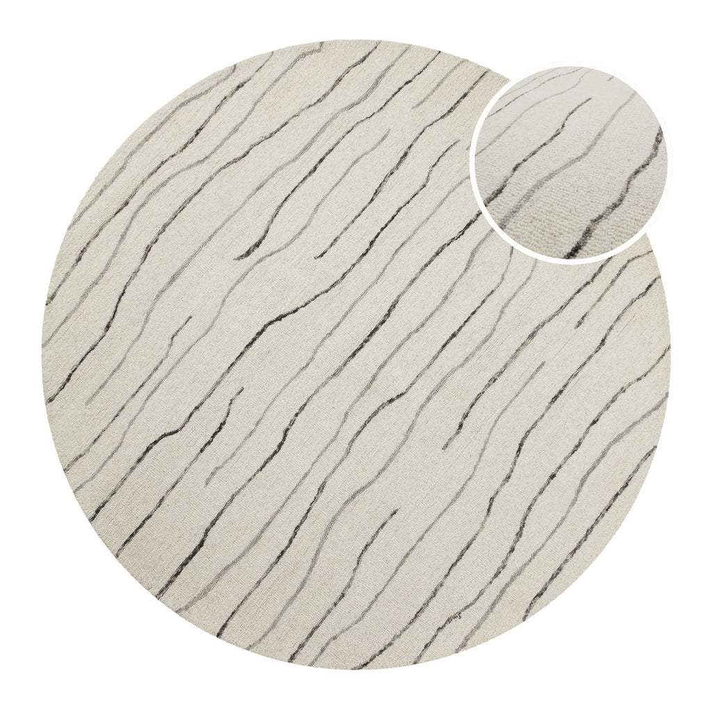 Kurzflor Teppich Rund Creme Weiß aus Schurwolle "Hamptons ELEVEN" WECONhome