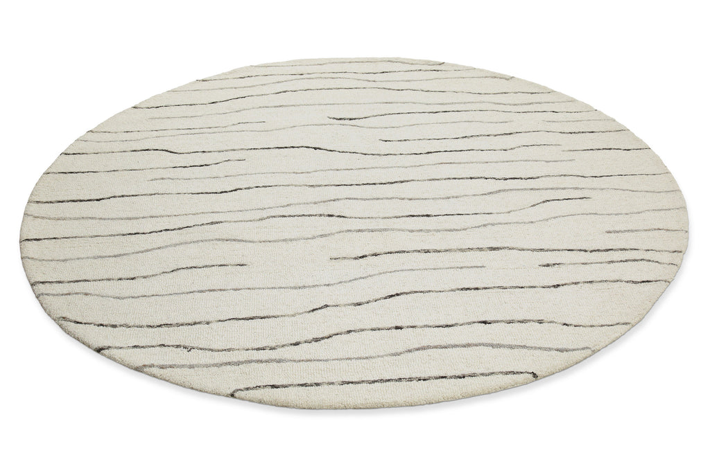 Kurzflor Teppich Rund Creme Weiß aus Schurwolle "Hamptons ELEVEN" WECONhome
