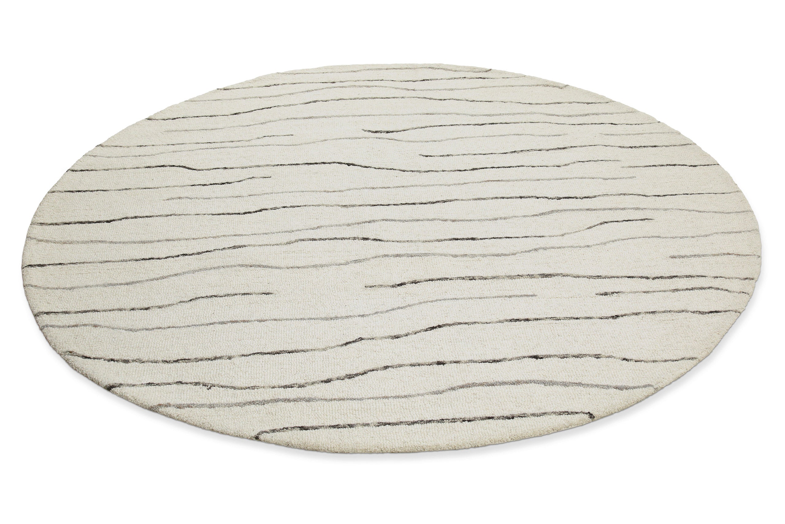 Kurzflor Teppich Rund Creme Weiß aus Schurwolle "Hamptons ELEVEN" WECONhome