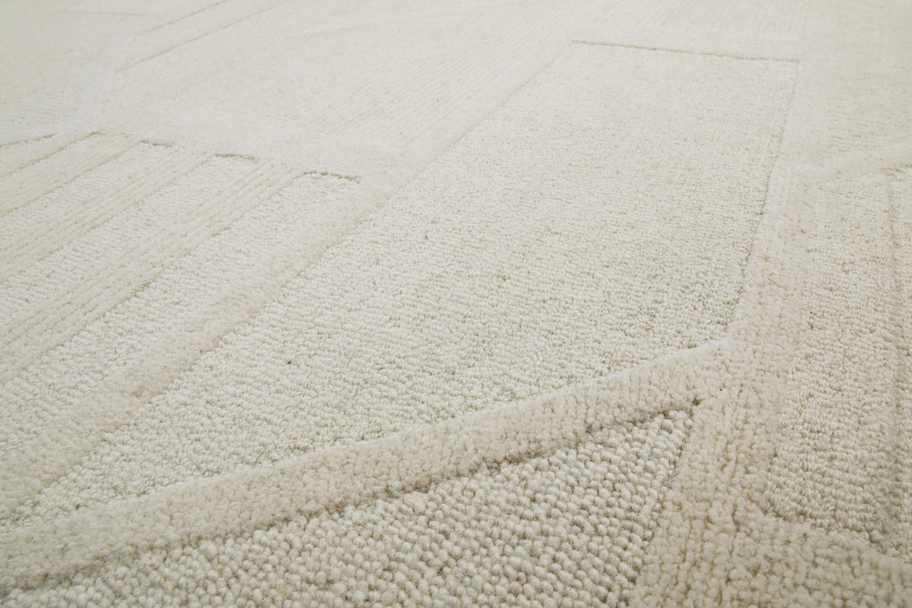 Kurzflor Teppich Creme Weiß aus Schurwolle "Hamptons FIFTEEN" WECONhome