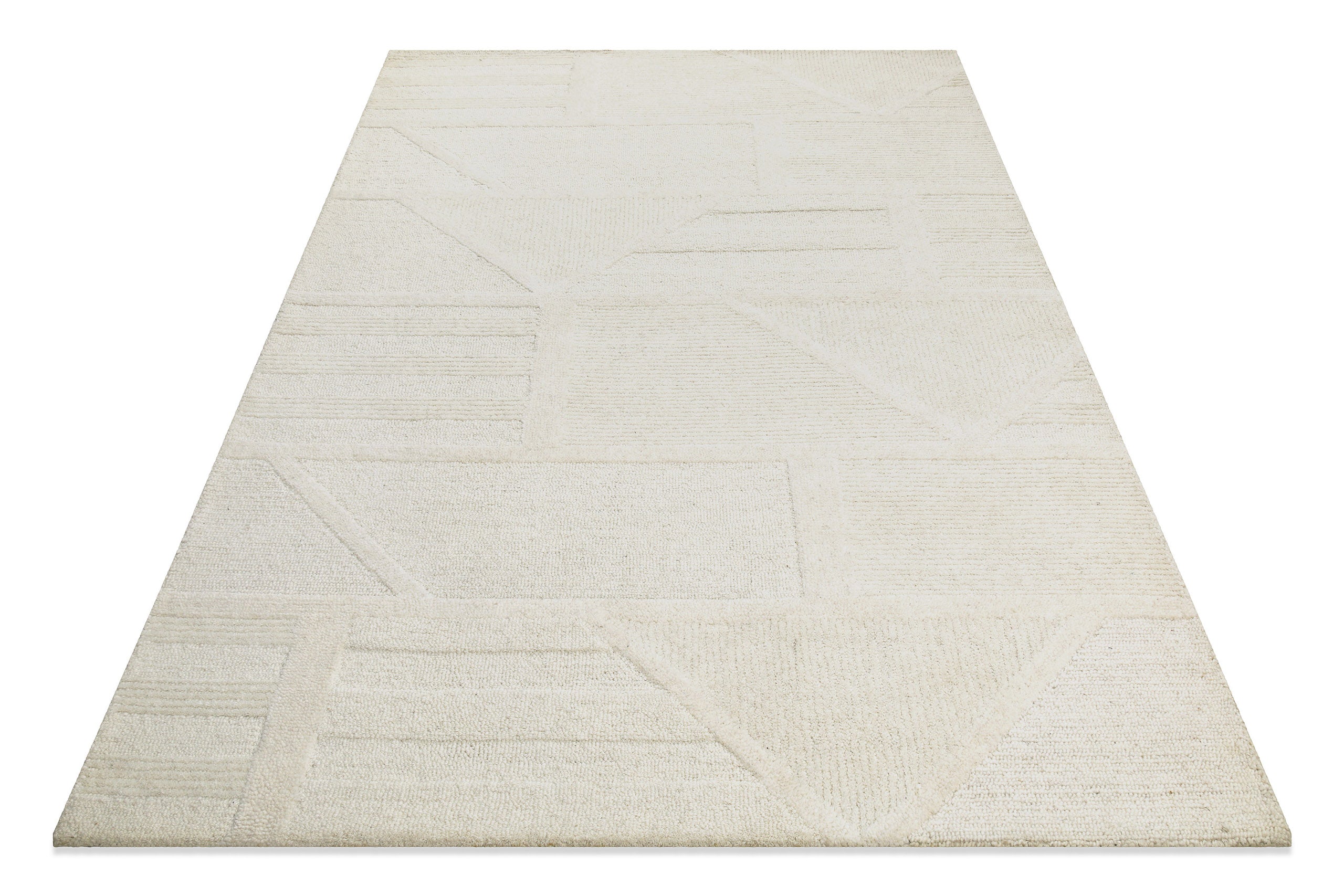 Kurzflor Teppich Creme Weiß aus Schurwolle "Hamptons FIFTEEN" WECONhome