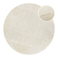 Kurzflor Teppich Rund Creme Weiß aus Schurwolle "Hamptons FIFTEEN" WECONhome