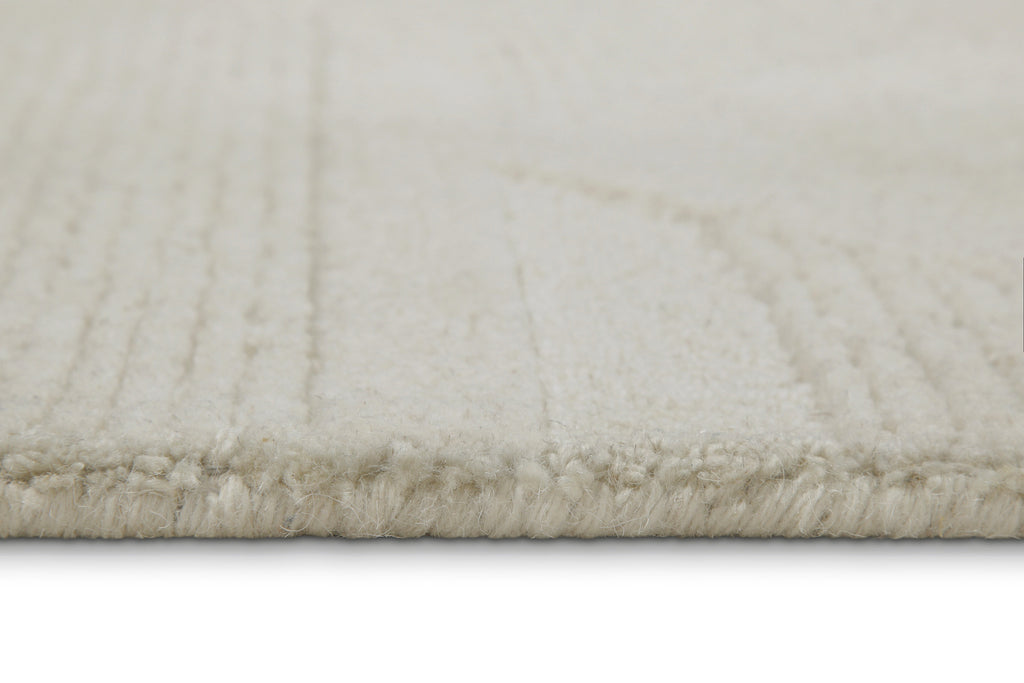 Kurzflor Teppich Rund Creme Weiß aus Schurwolle "Hamptons FIFTEEN" WECONhome