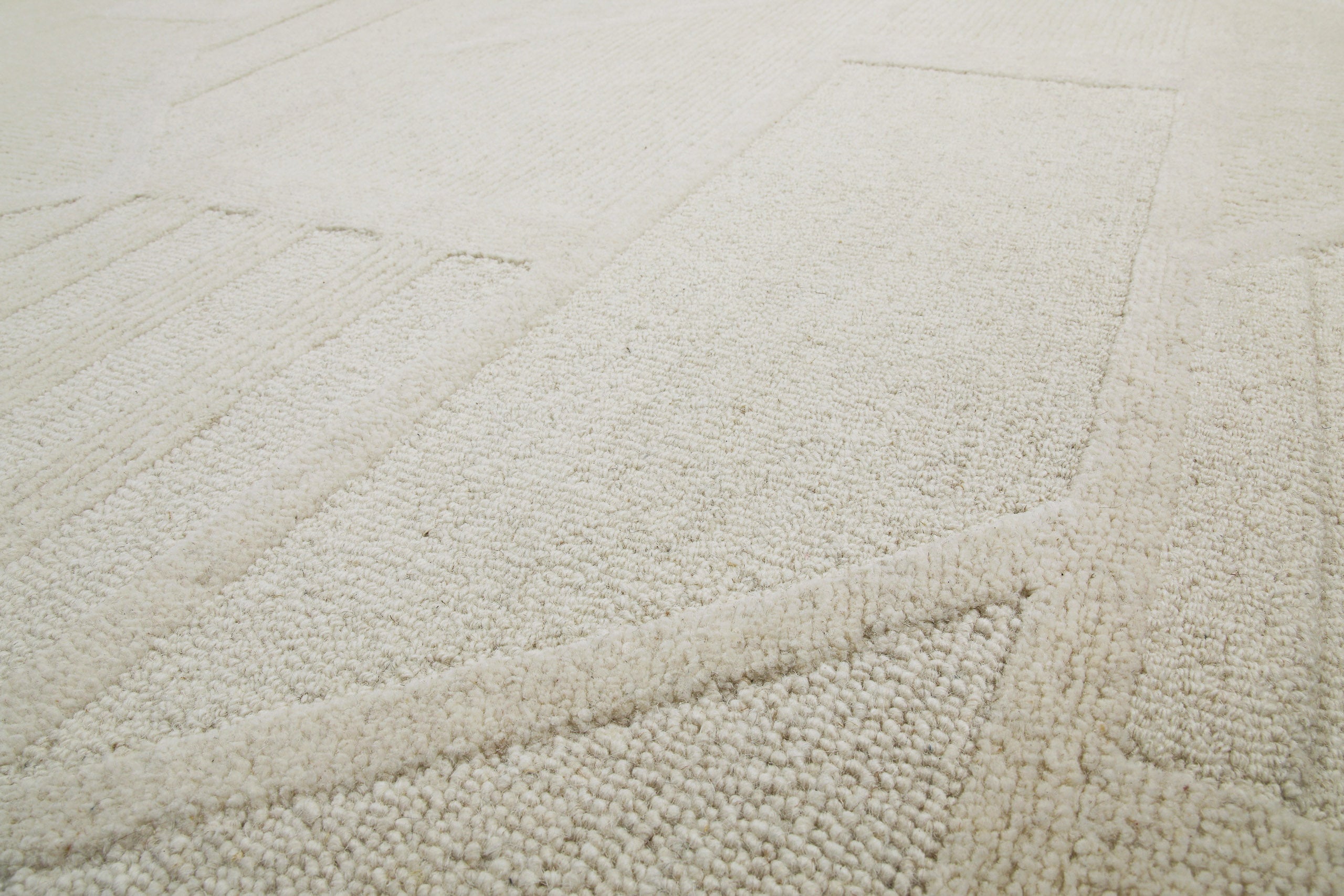 Kurzflor Teppich Rund Creme Weiß aus Schurwolle "Hamptons FIFTEEN" WECONhome