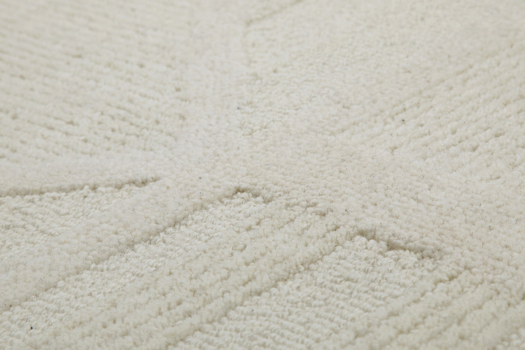 Kurzflor Teppich Rund Creme Weiß aus Schurwolle "Hamptons FIFTEEN" WECONhome