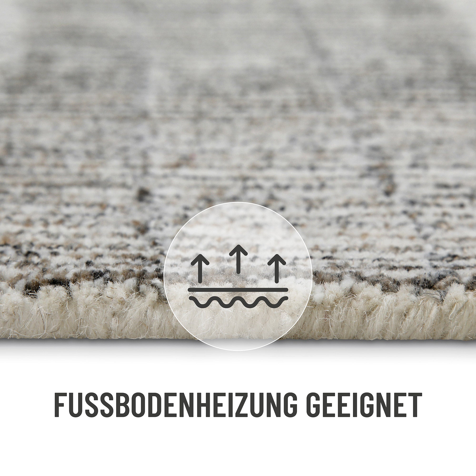 Kurzflor Teppich Rund Beige Grau "Hamptons FORTY" WECONhome