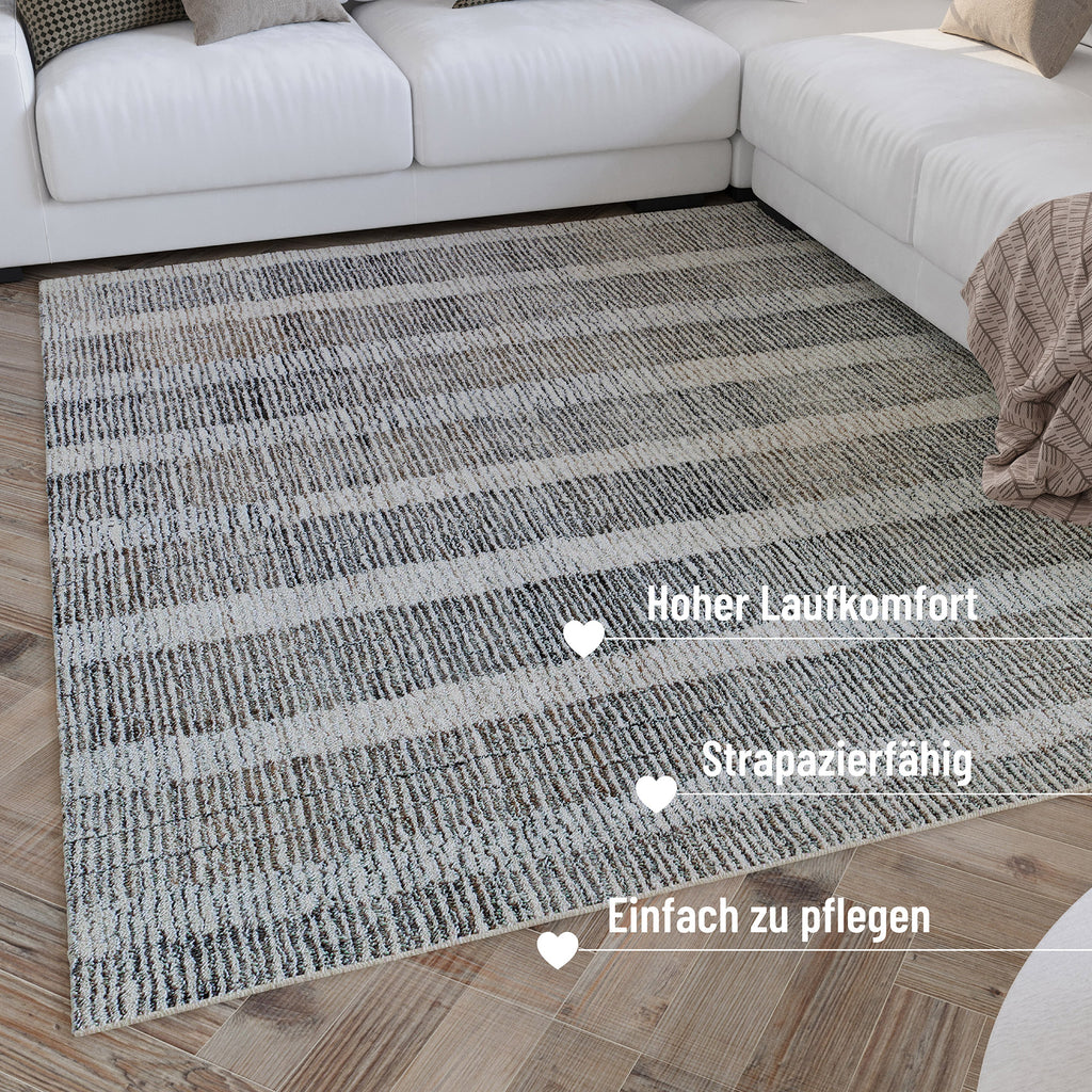 Kurzflor Teppich Beige Grau "Hamptons FORTY" WECONhome