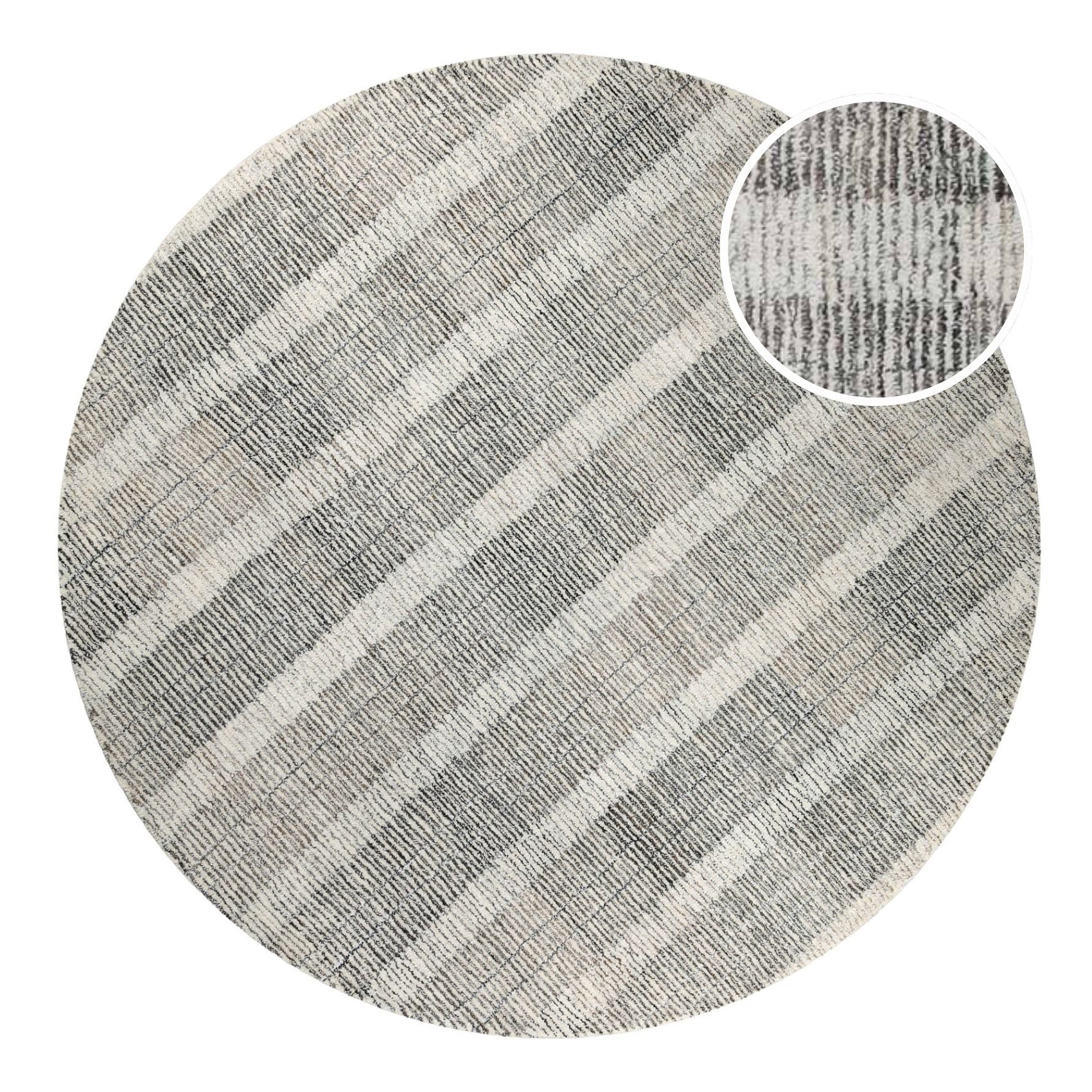 Kurzflor Teppich Rund Beige Grau "Hamptons FORTY" WECONhome