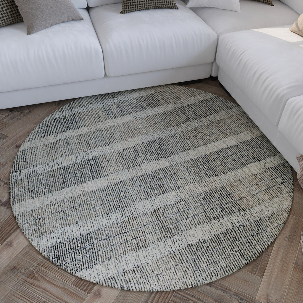 Kurzflor Teppich Rund Beige Grau "Hamptons FORTY" WECONhome