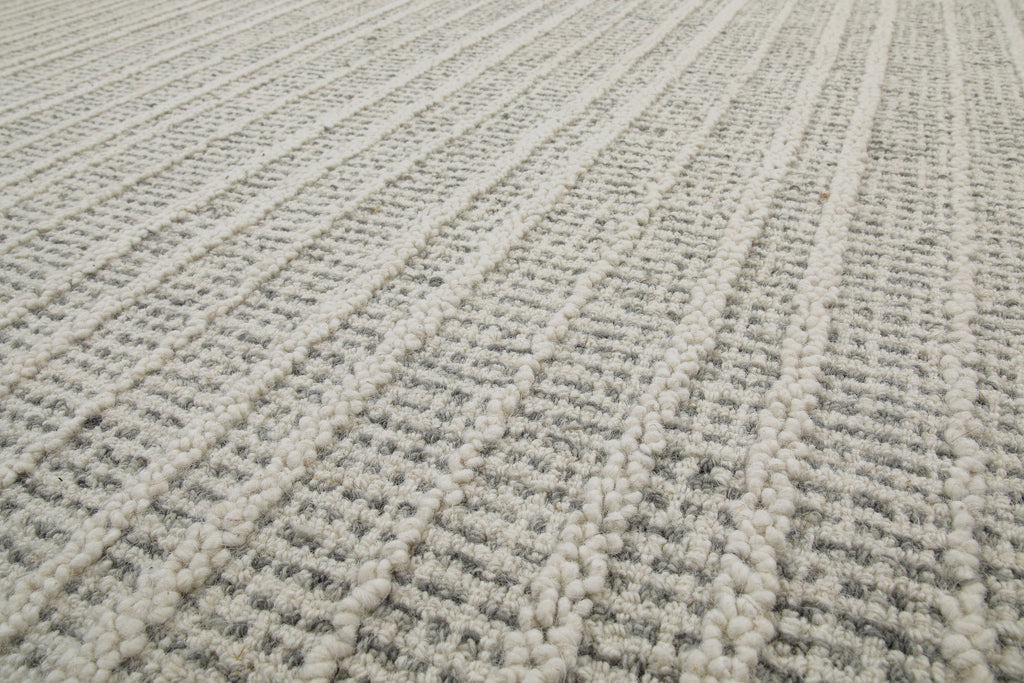 Kurzflor Teppich Rund Grau aus Schurwolle "Hamptons FORTYFIVE" WECONhome