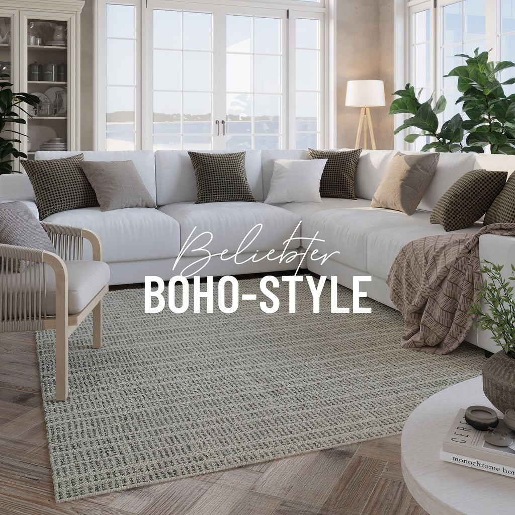 Kurzflor Teppich Grau aus Schurwolle "Hamptons FORTYFIVE" WECONhome