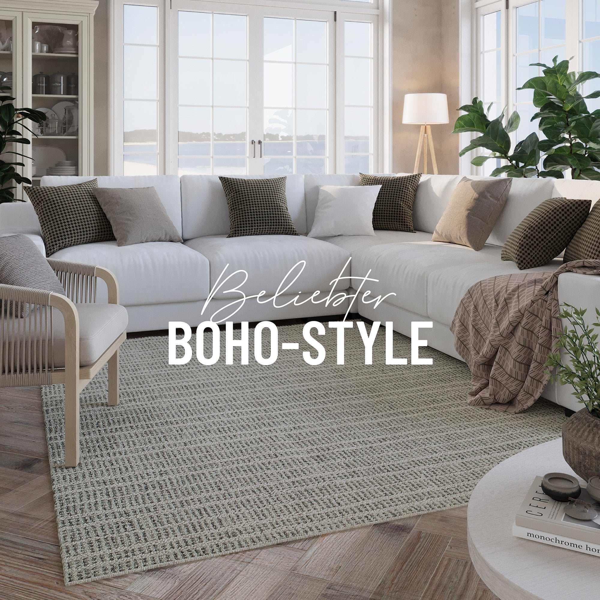 Kurzflor Teppich Grau aus Schurwolle "Hamptons FORTYFIVE" WECONhome