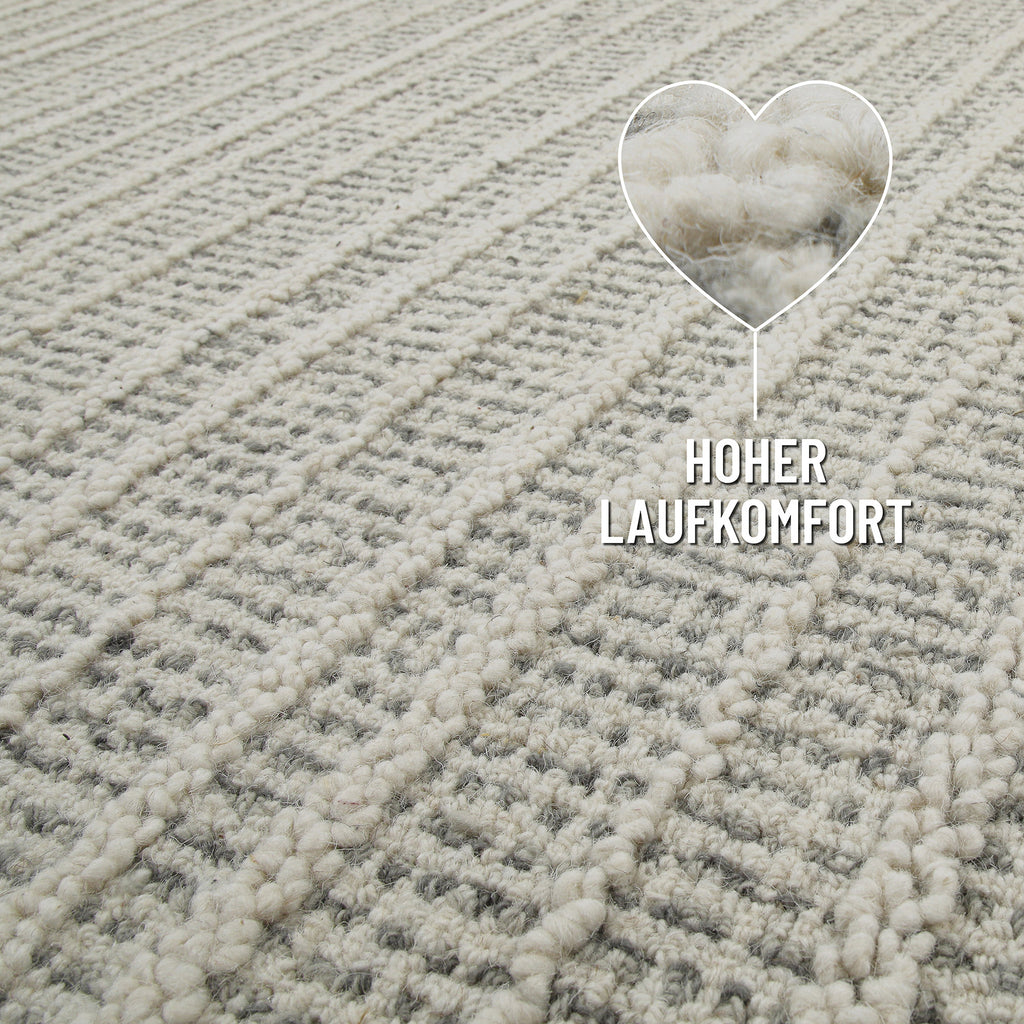 Kurzflor Teppich Grau aus Schurwolle "Hamptons FORTYFIVE" WECONhome