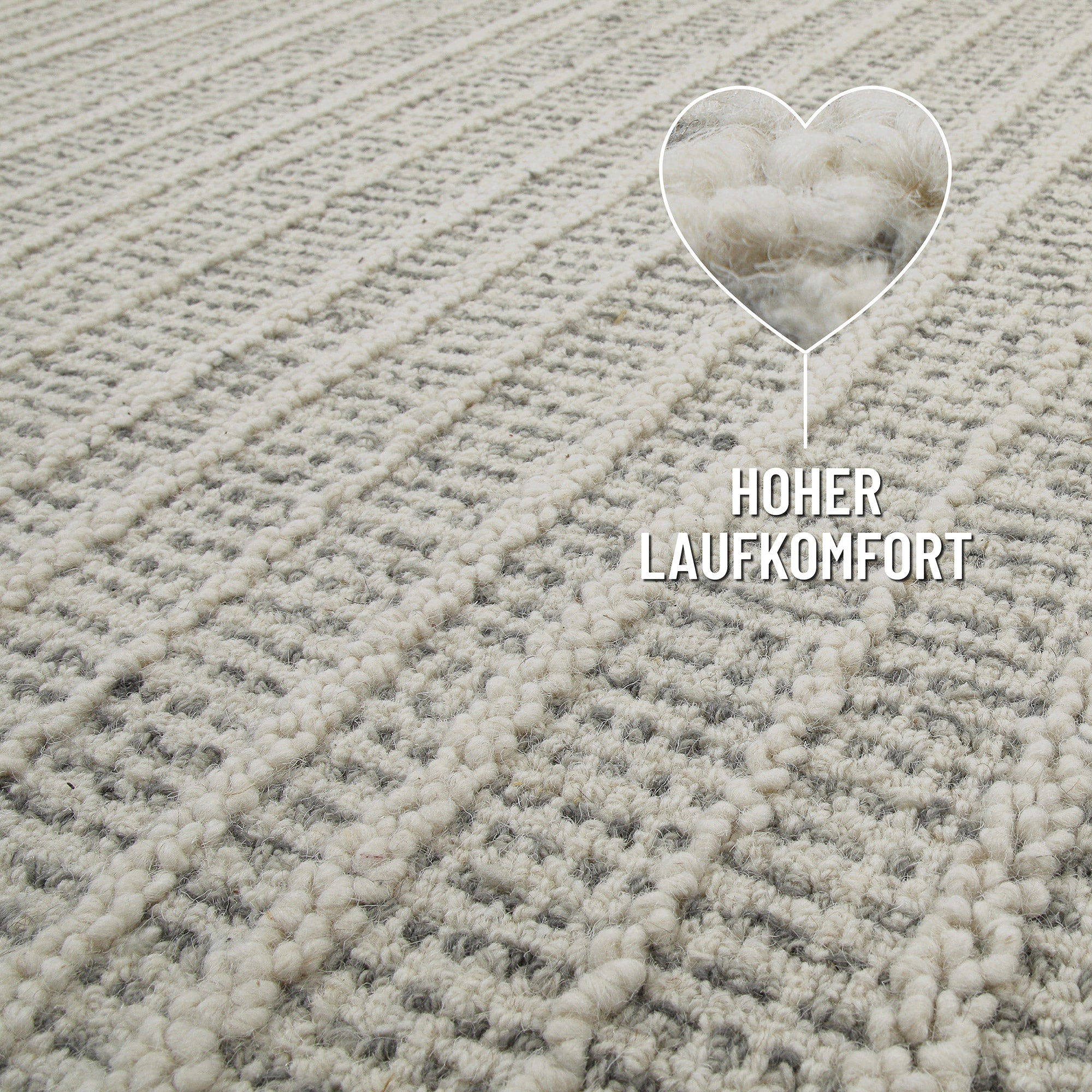 Kurzflor Teppich Grau aus Schurwolle "Hamptons FORTYFIVE" WECONhome