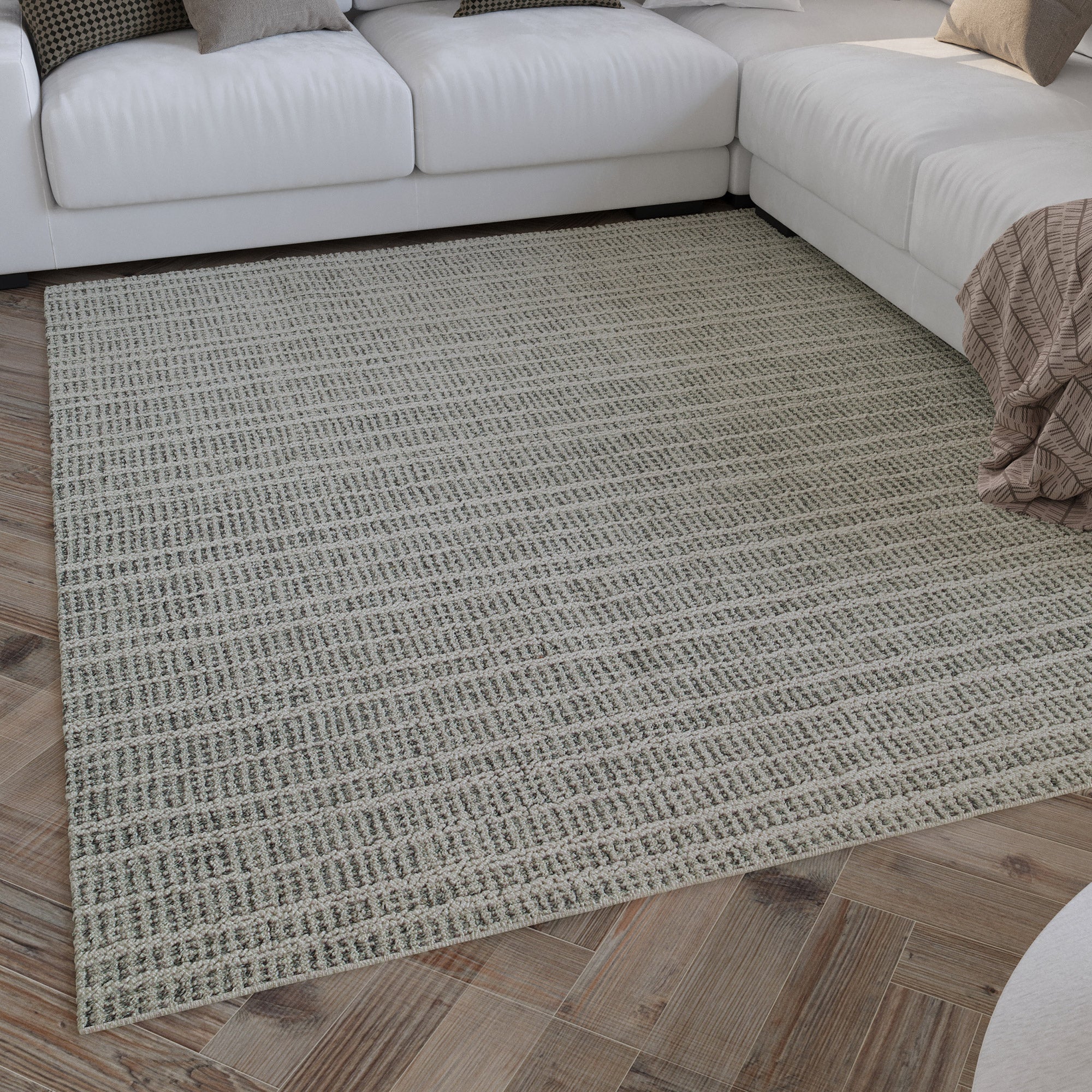Kurzflor Teppich Grau aus Schurwolle "Hamptons FORTYFIVE" WECONhome