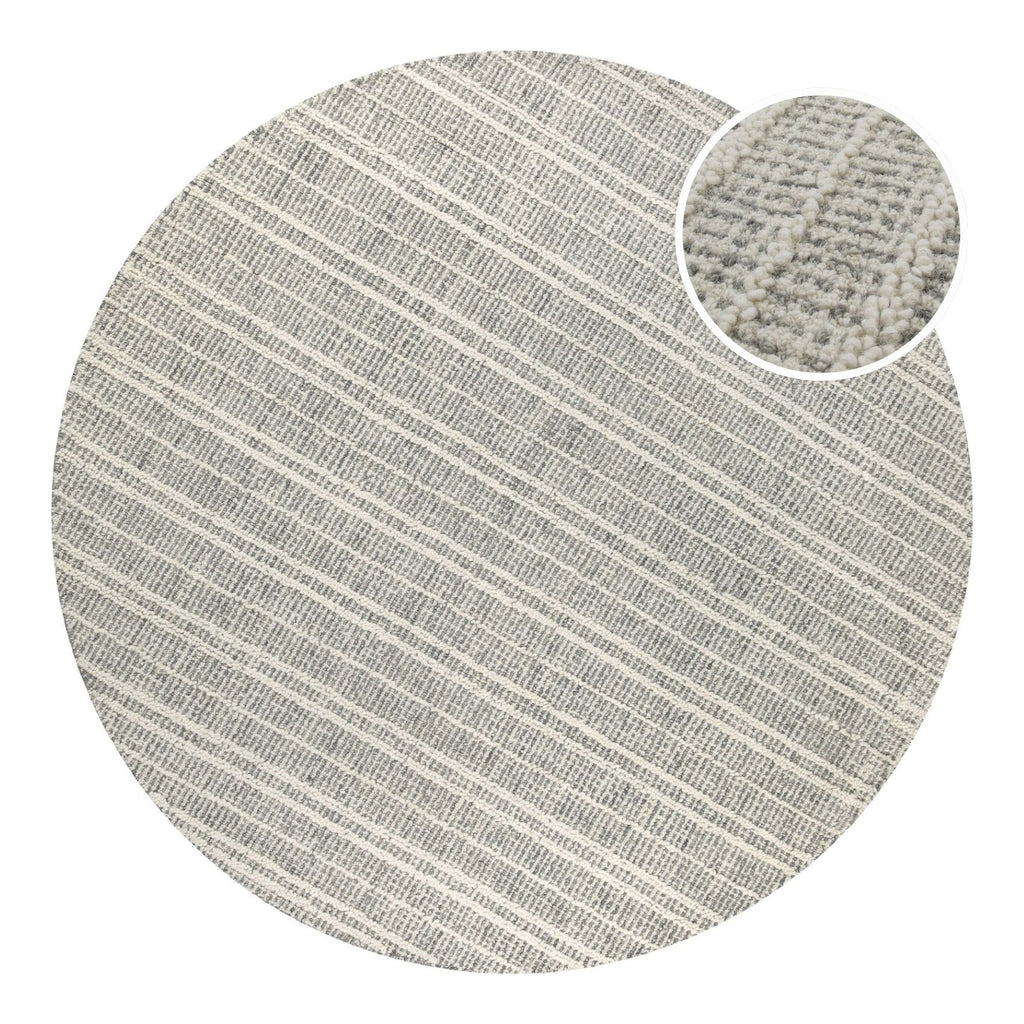 Kurzflor Teppich Rund Grau aus Schurwolle "Hamptons FORTYFIVE" WECONhome