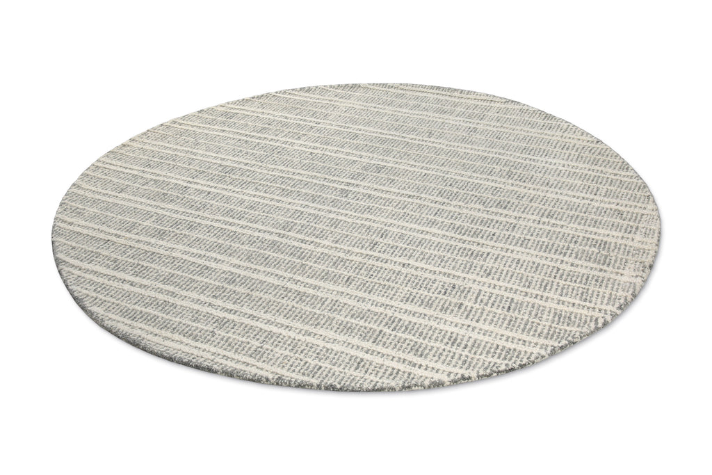 Kurzflor Teppich Rund Grau aus Schurwolle "Hamptons FORTYFIVE" WECONhome