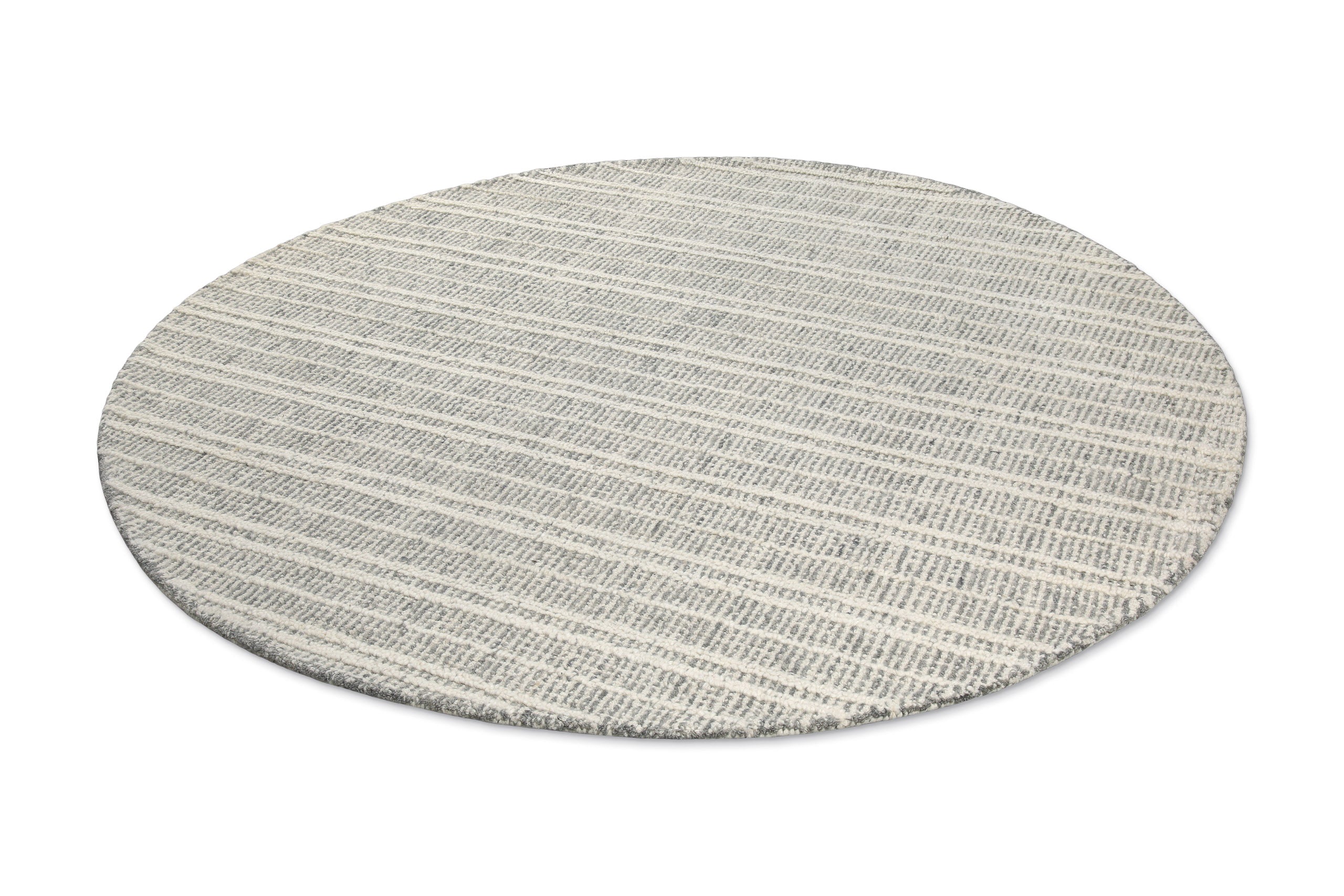 Kurzflor Teppich Rund Grau aus Schurwolle "Hamptons FORTYFIVE" WECONhome