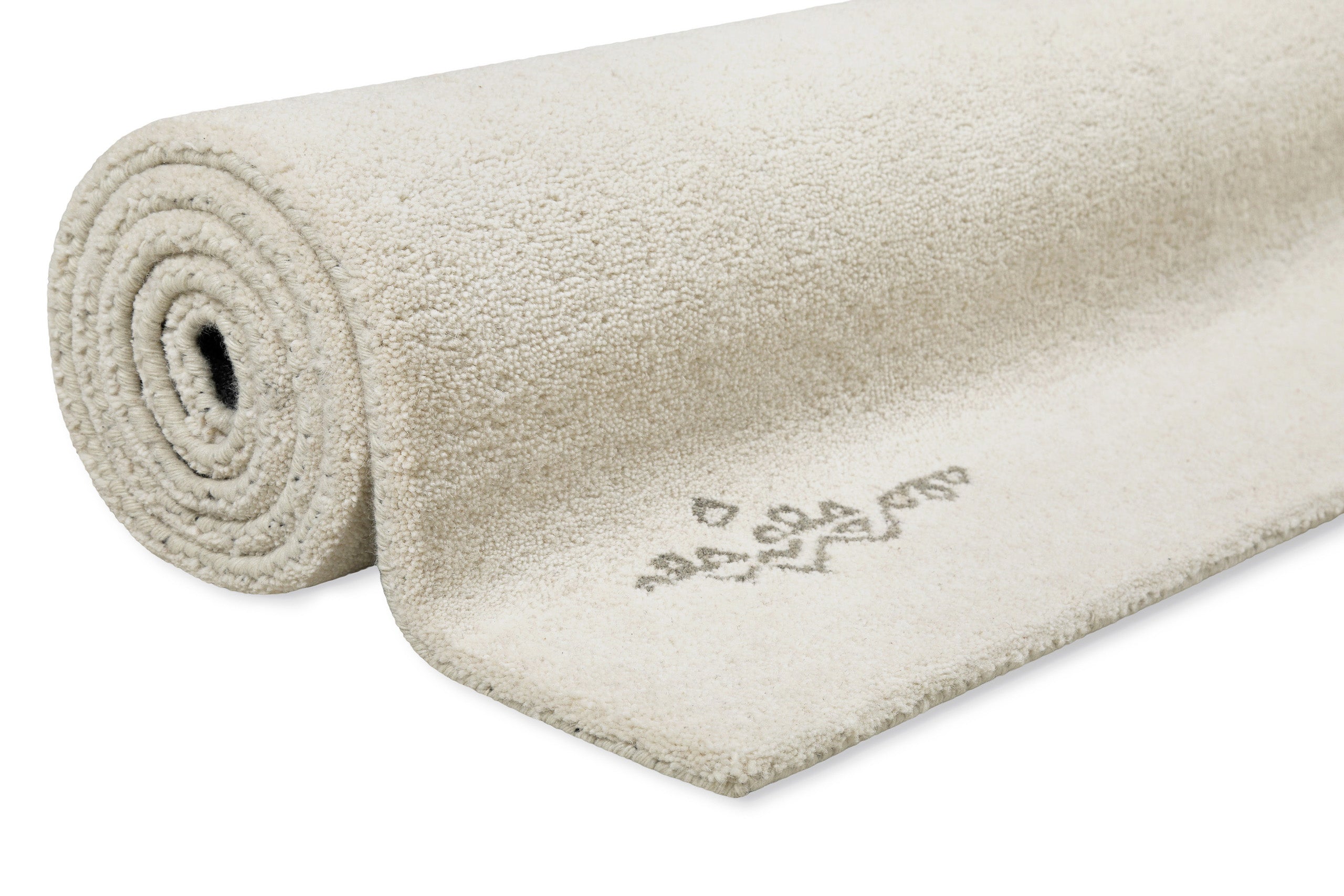 Kurzflor Teppich Creme Weiß aus Schurwolle "Hamptons FORTYFOUR" WECONhome