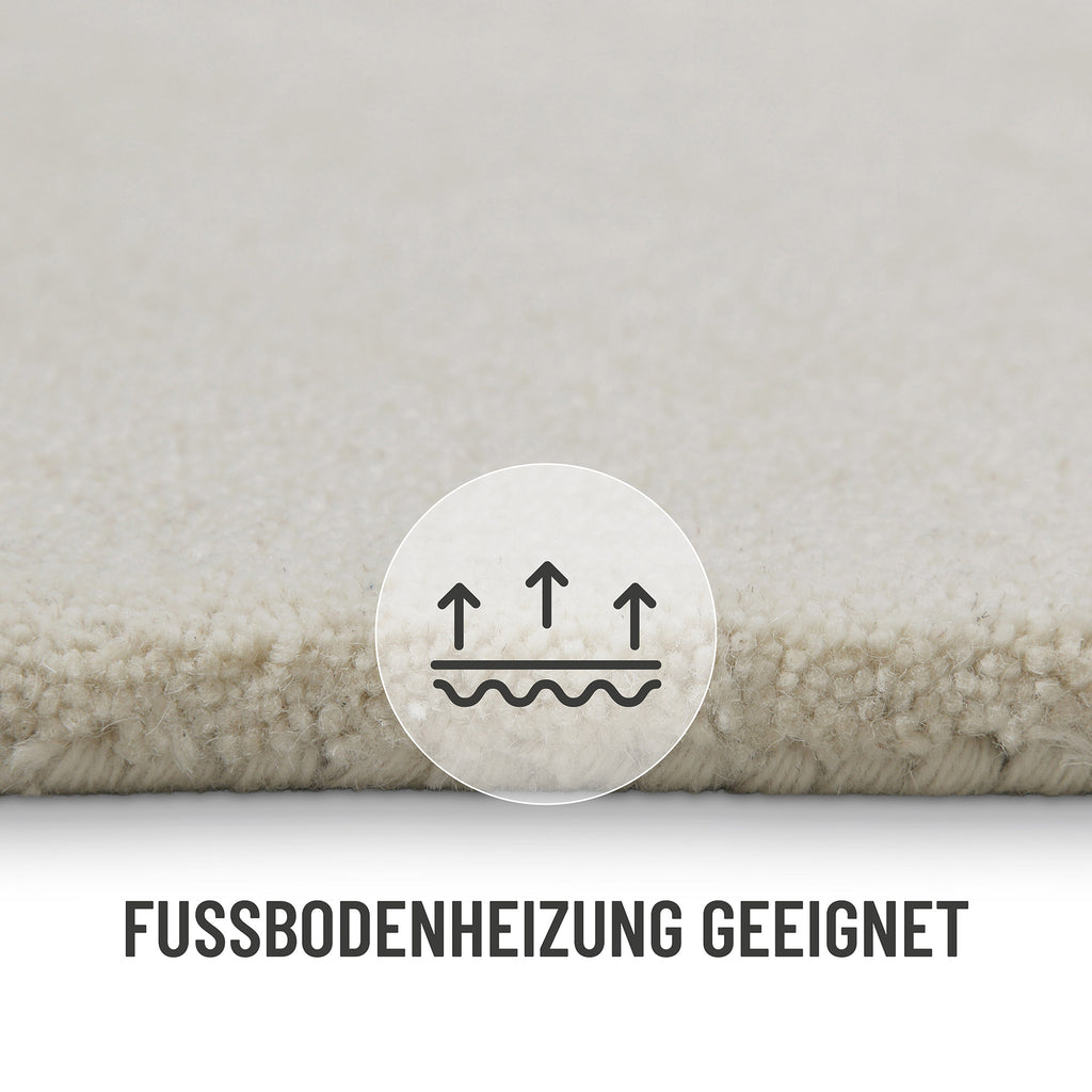 Kurzflor Teppich Creme Weiß aus Schurwolle "Hamptons FORTYFOUR" WECONhome