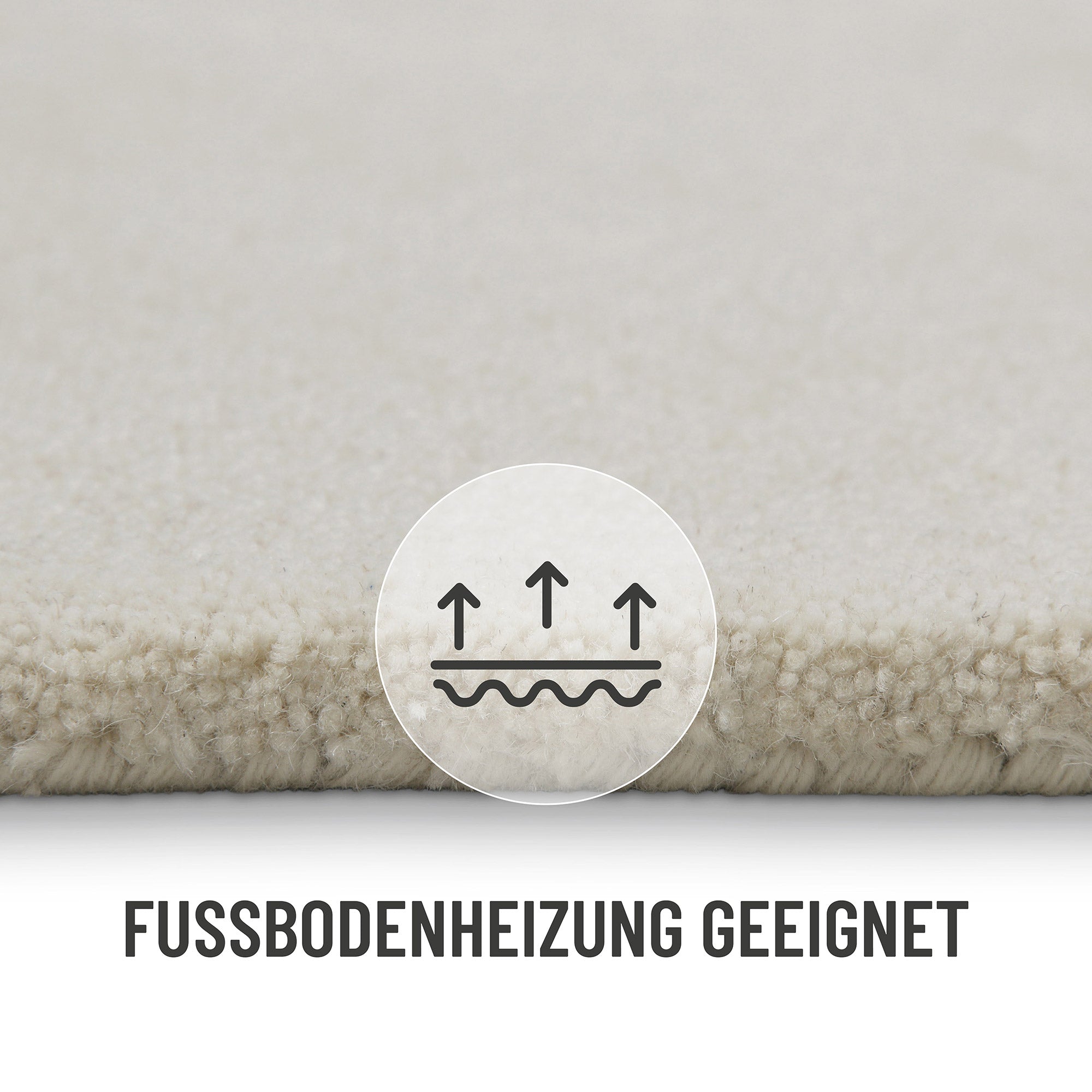 Kurzflor Teppich Creme Weiß aus Schurwolle "Hamptons FORTYFOUR" WECONhome