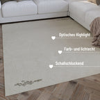 Kurzflor Teppich Creme Weiß aus Schurwolle "Hamptons FORTYFOUR" WECONhome