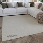 Kurzflor Teppich Creme Weiß aus Schurwolle "Hamptons FORTYFOUR" WECONhome