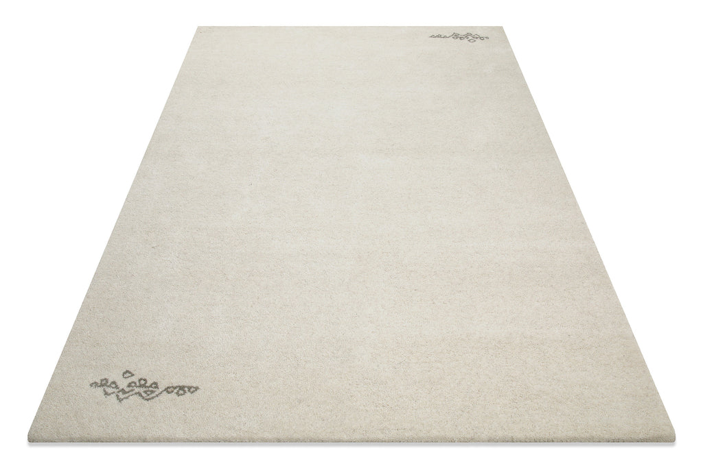 Kurzflor Teppich Creme Weiß aus Schurwolle "Hamptons FORTYFOUR" WECONhome
