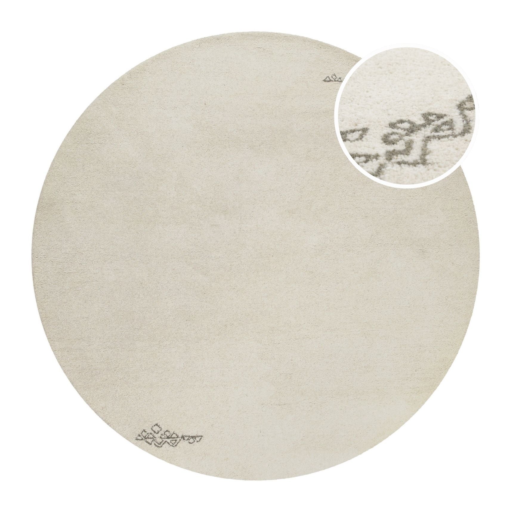 Kurzflor Teppich Rund Creme Weiß aus Schurwolle "Hamptons FORTYFOUR" WECONhome