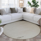 Kurzflor Teppich Rund Creme Weiß aus Schurwolle "Hamptons FORTYFOUR" WECONhome