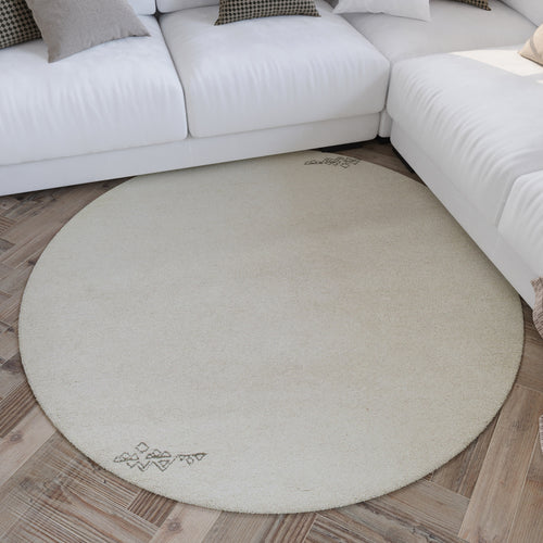 Kurzflor Teppich Rund Creme Weiß aus Schurwolle "Hamptons FORTYFOUR" WECONhome