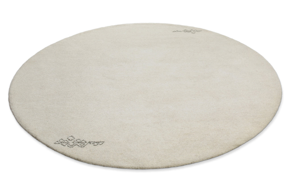 Kurzflor Teppich Rund Creme Weiß aus Schurwolle "Hamptons FORTYFOUR" WECONhome