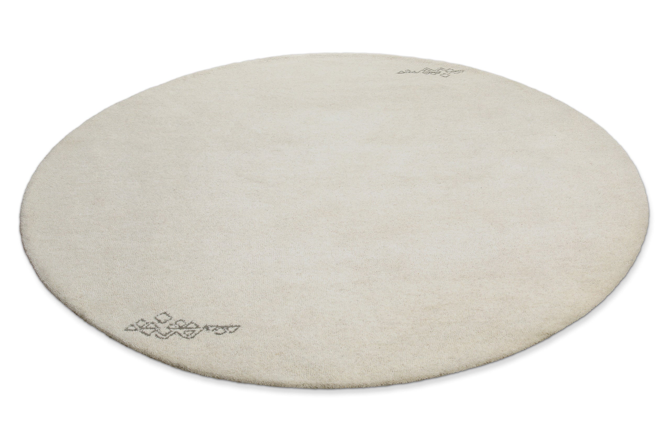 Kurzflor Teppich Rund Creme Weiß aus Schurwolle "Hamptons FORTYFOUR" WECONhome