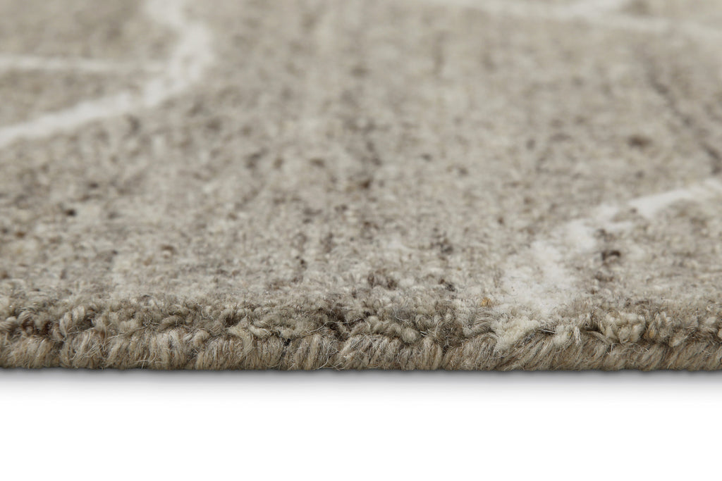 Kurzflor Teppich Rund Taupe meliert aus Schurwolle "Hamptons FORTYONE" WECONhome