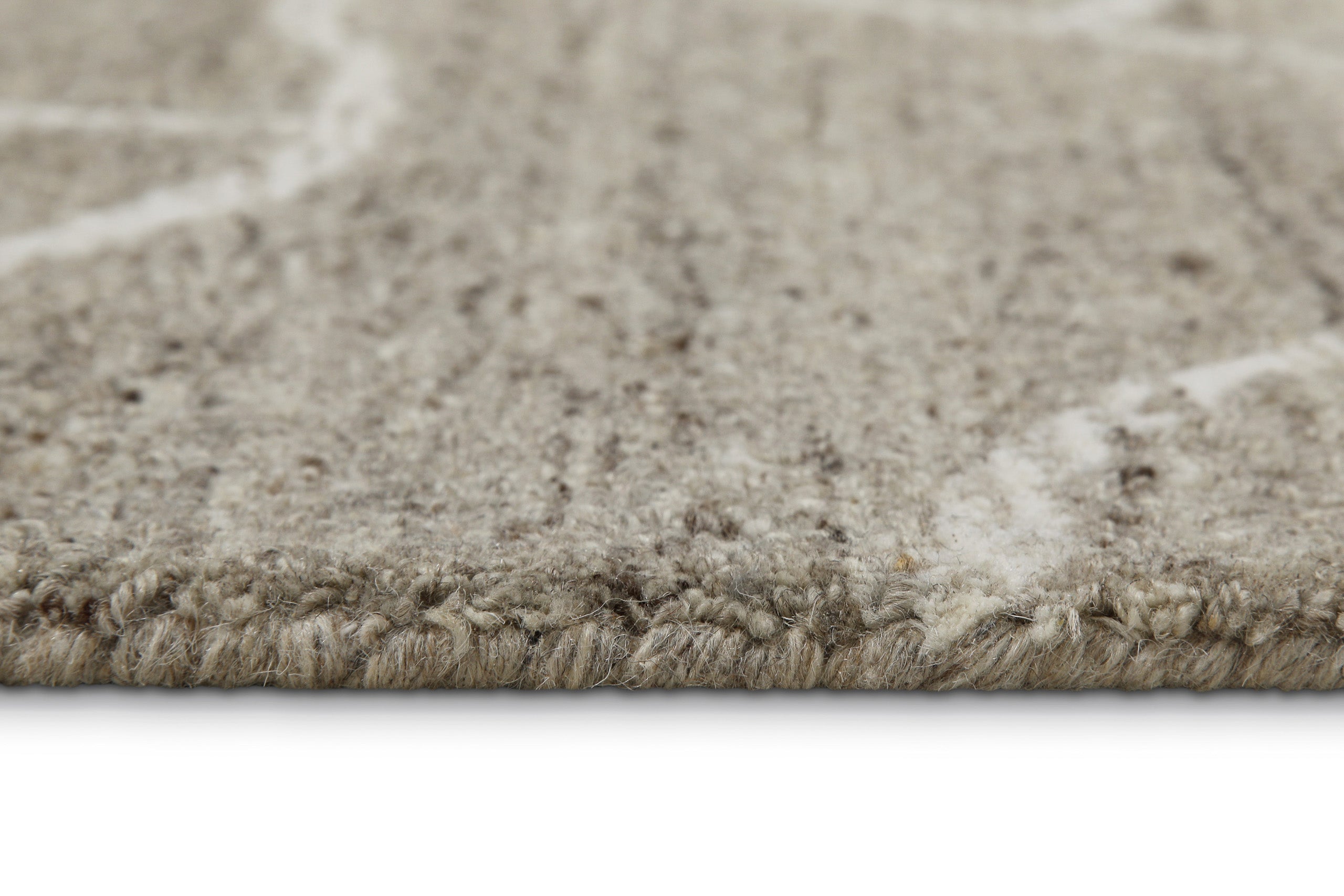 Kurzflor Teppich Rund Taupe meliert aus Schurwolle "Hamptons FORTYONE" WECONhome